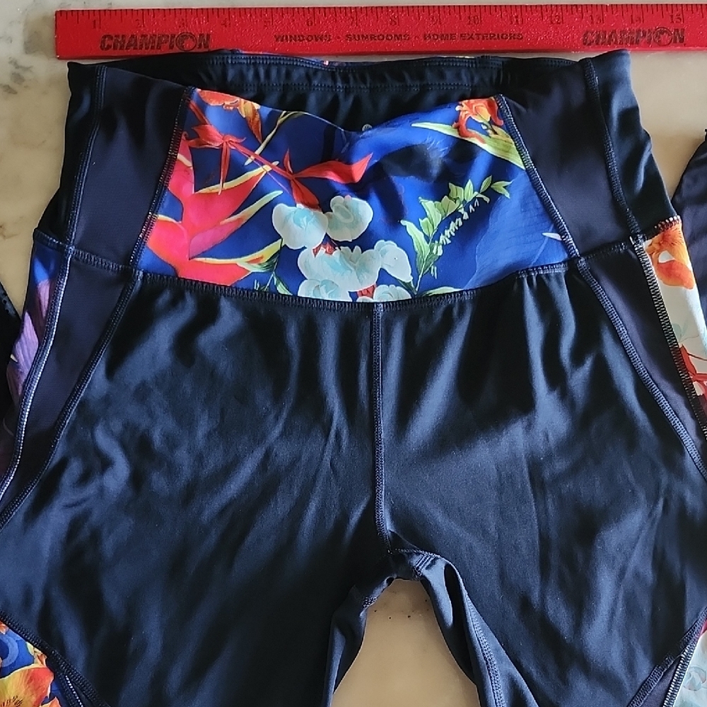 Athleta Tropical 7/8 ankle Leggings and Nike Sparkle Training Tights